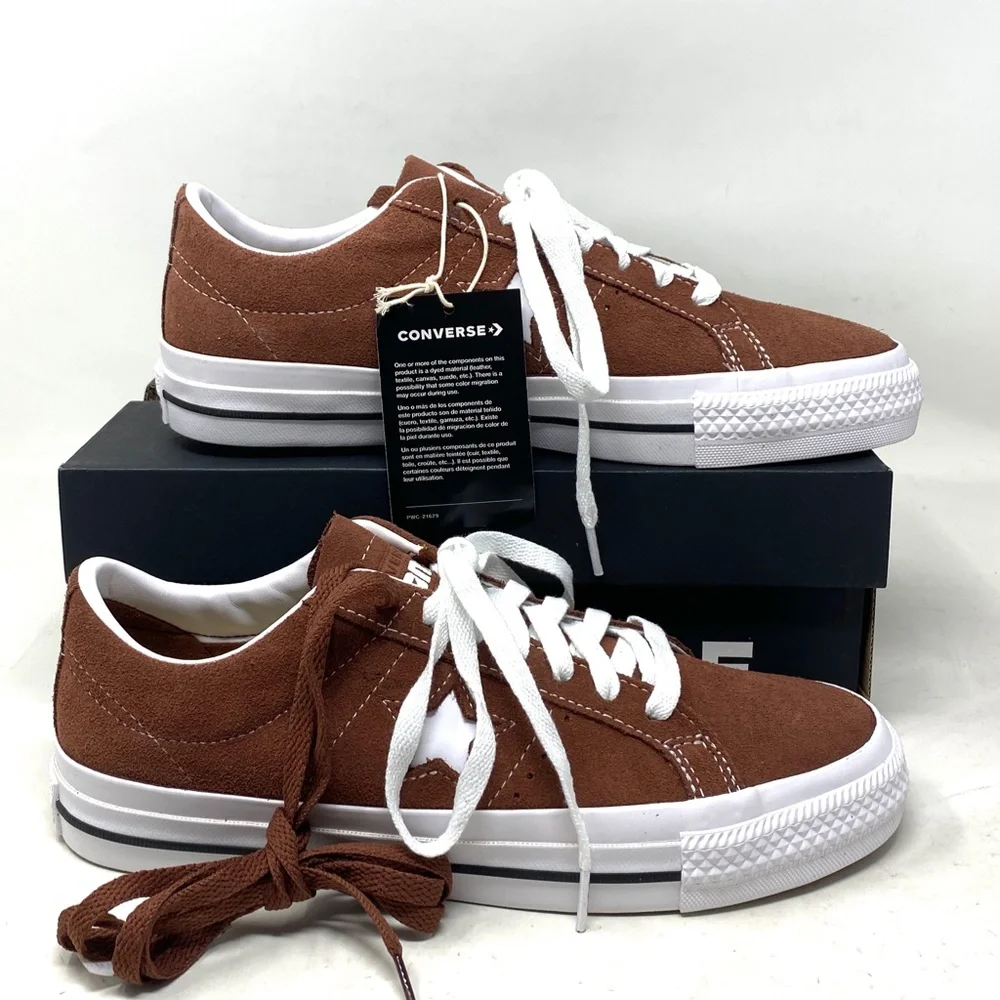 Converse Low Top Sneakers in Brown with White Accents